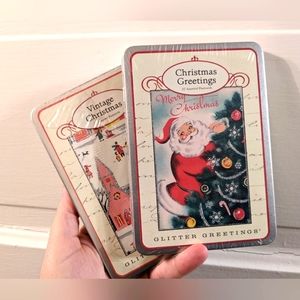Two Sets of Vintage Styled Christmas Postcards Brand New in Tin 24 Pieces